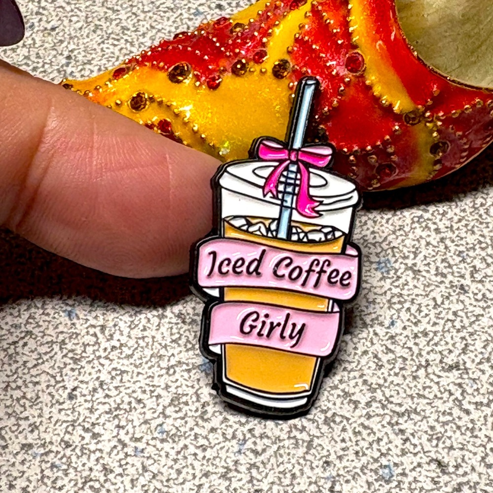 ⭐️🎁 ICED coffee PRINCESS pin-daily Java, jet fuel